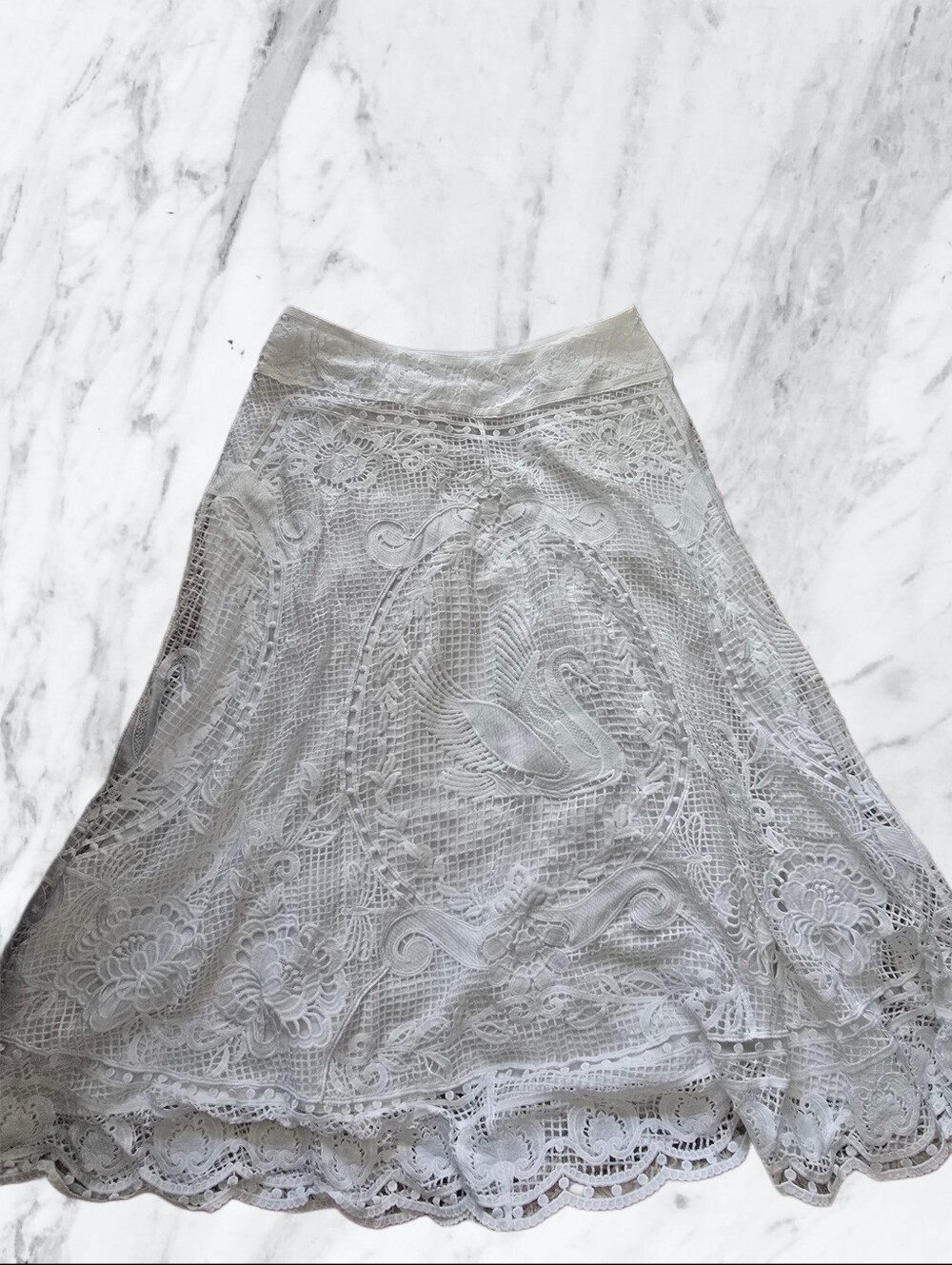 Farm Rio Swan Lake Guipere Lace Midi Skirt - Picture 4 of 4